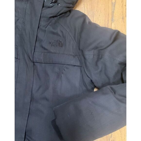The North Face Brown Hyvent Goose Down Parka LONG JACKET COAT hooded sz small - Picture 8 of 10